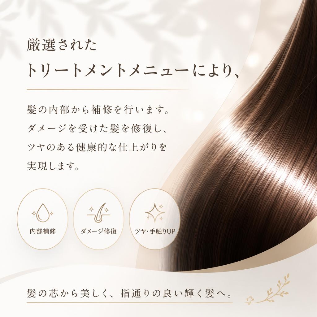 豊富なトリートメントメニューで髪質改善