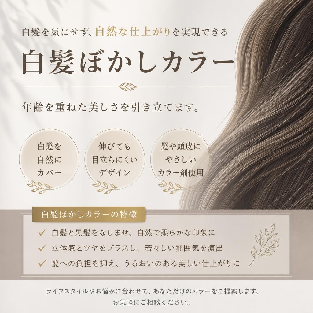 白髪ぼかしで自然な美しさを