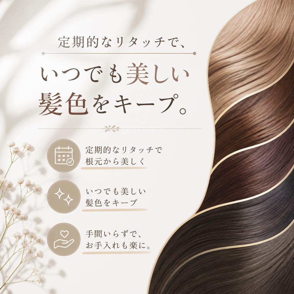 リタッチで常に美しい髪色を
